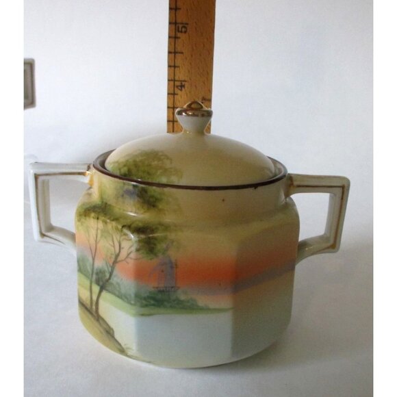 Vintage Nippon China Landscape Windmill Sugar Creamer Set Replacement Dinnerware - Picture 6 of 12